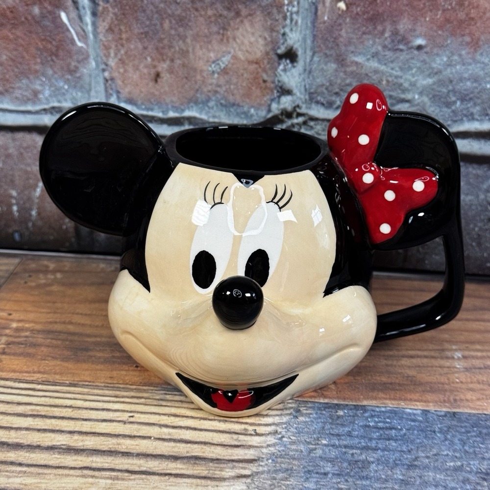Minnie Mouse Disney Tea Coffee Mug 3D Head Figural Ceramic Glazed‎ 10 oz